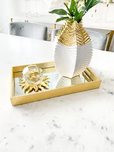 Gold Leatherette Decorative Tray (Two Sizes)