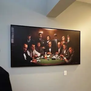 Mafia Poker Table Canvas Wall Art Gangster Casino Poster Print for Living Room Office Man Cave Decor
