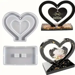 Heart-shaped silicone mold set: frame, resin, DIY photo, suitable for home decoration, gift making, Crafting, wedding decorations, graduation ceremonies, Valentine's Day, reusable molds