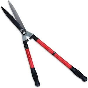 B212A Telescopic Hedge Shears with Wavy  and Extendable Steel Handles. Extendable Manual Hedge Clippers for Trimming Borders, Boxwood, and Tall Bushes.