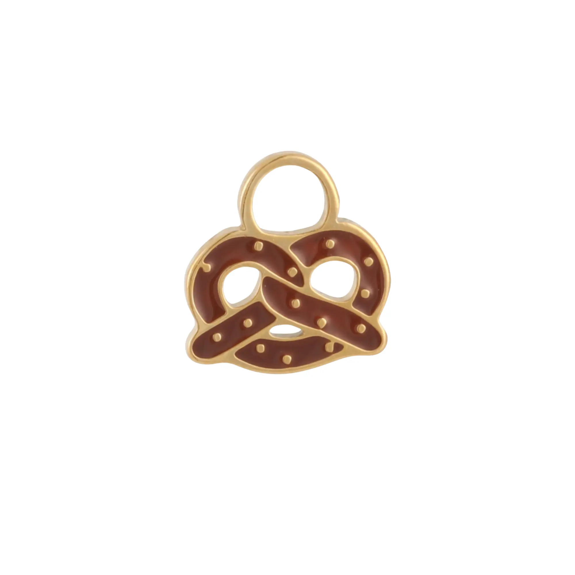 Toasted Pretzel Enamel Hoop Charm