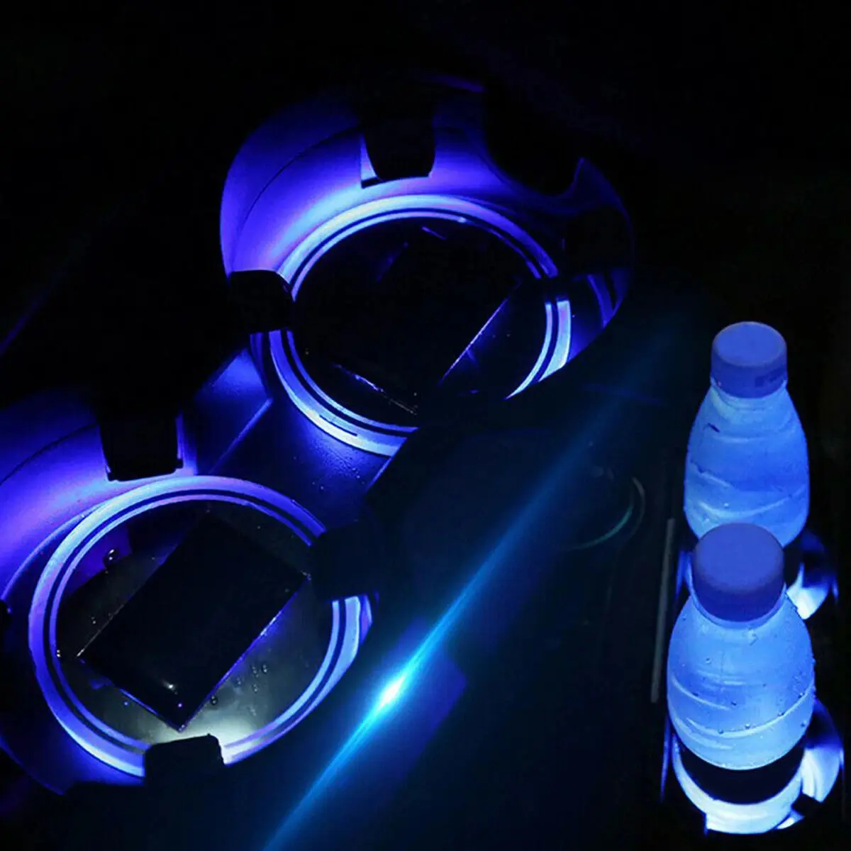 2pcs LED Solar Cup Pad Car Light Cover Interior Decoration Car Light Accessories Windshield