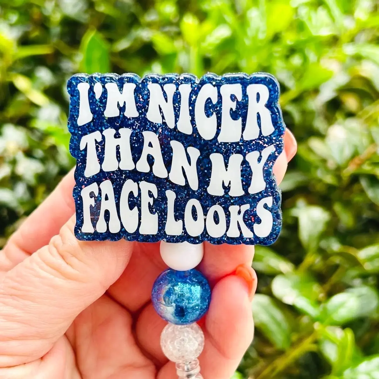 I’m Nicer Than My Face Looks Badge Reel, Funny Retractable Lanyard, Cute Badge Reel, Gift For Her, Nurse Badge Reel, ER Nurse Badge Holder