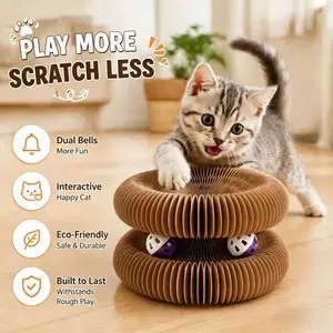 Foldable Interactive Cat Scratcher Board, Durable Twistable Cat Toy, Indoor Entertainment, Natural Behavior Guide, Essential for Cat Lovers