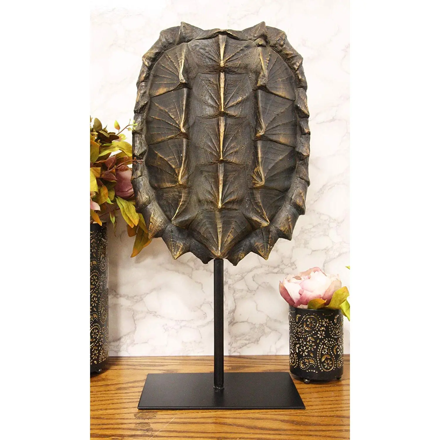 Ebros Large Nautical Reptile Alligator Snapping Turtle Shell Sculpture On Museum Stand