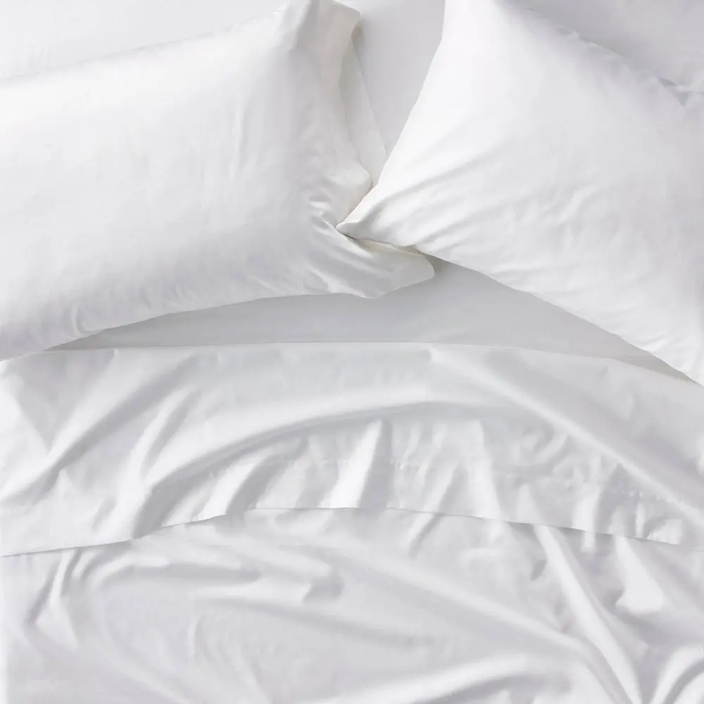 Casaluna 600 Thread Count Sateen Sheet Set, White, High Thread Home Bedding for Bedroom Use with Clean Look