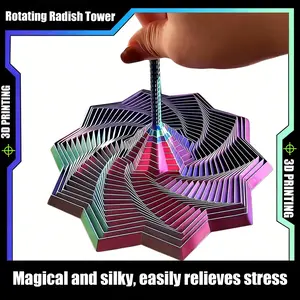 3D Printed Illusion Folding Radish Tower Stress Relief Toy, Creative Visual Puzzle Desk Ornament, Fun Brain Teaser Gift