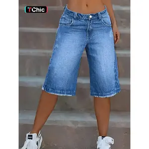 Women's slim fit denim summer casual shorts, fashionable checkered and plain patterned cropped pants, suitable for daily wear, comfortable and multifunctional fashionable women's clothingRAIMENTRY