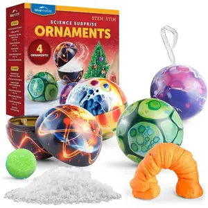 Blue Marble Science Ornaments Christmas Crafts for Kids Kit – 4 Ornaments with Holiday Science Experiments - Bouncy Ball Holiday Crafts, DIY Instant Snow Activities for Kids, Boys, and Girls