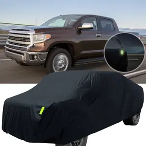 Fits For Toyota Tundra Full Truck Car Cover Waterproof Full Exterior Pickup Cover Outdoor Sun UV Rain Dust Protection Black