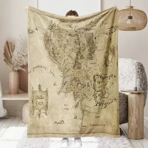 MIDDLE EARTH Map  Blanket Soft Funny Throw Blanket Cozy Lightweight Plush Portable Cover Blanket For Sofa,Warm Gift For Birthday,Christmas,Multiple Blankets