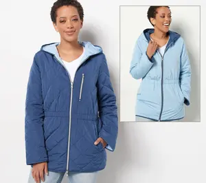 Nuage Reversible Quilted Jacket with Hood & Cinch Waist