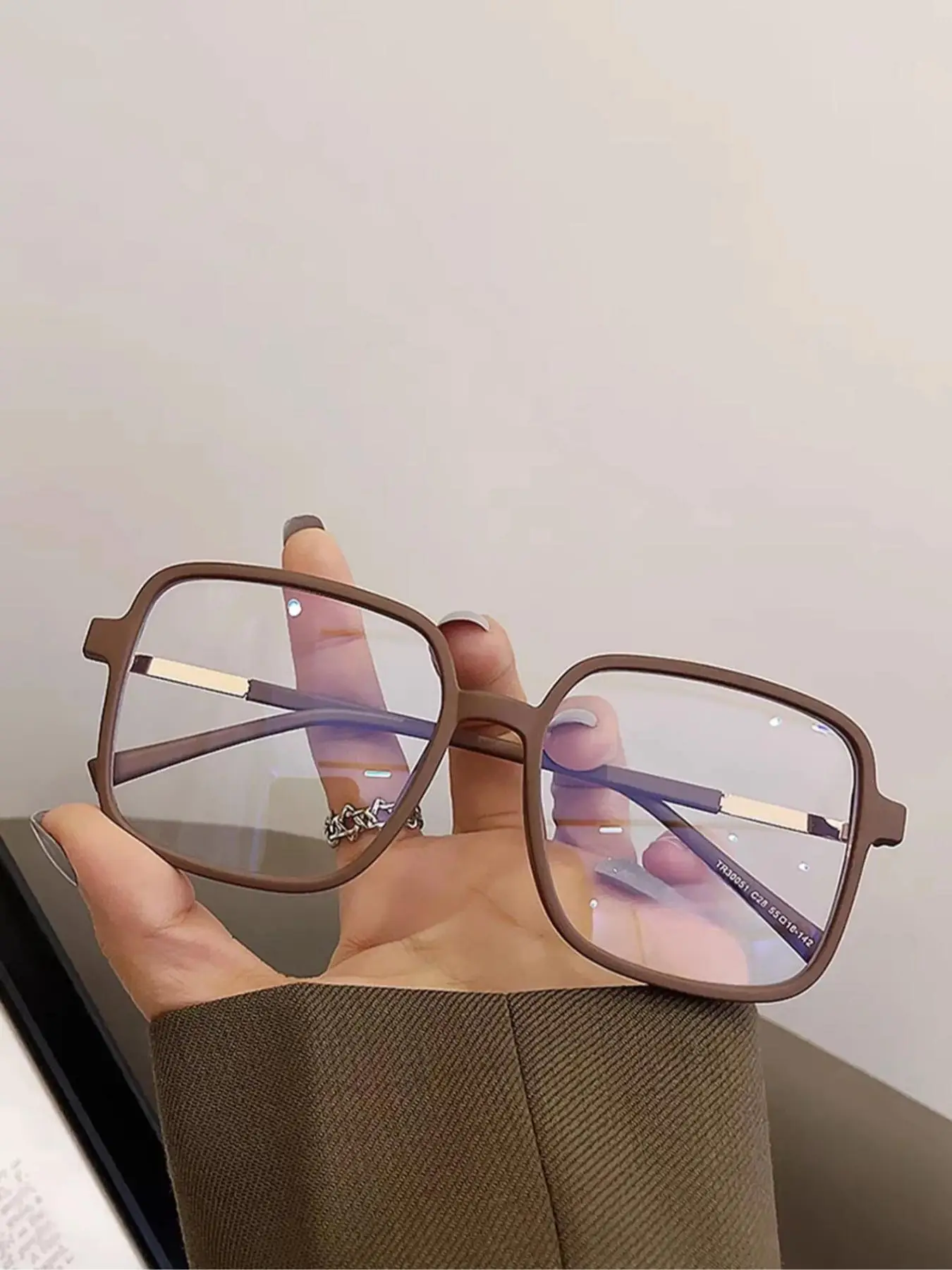 Unisex Simple Style Plain Color Square Frame Anti-blue Light Eyeglasses, Lightweight Frame Eyeglasses for Everyday Use, Fashion Accessories for Outdoo