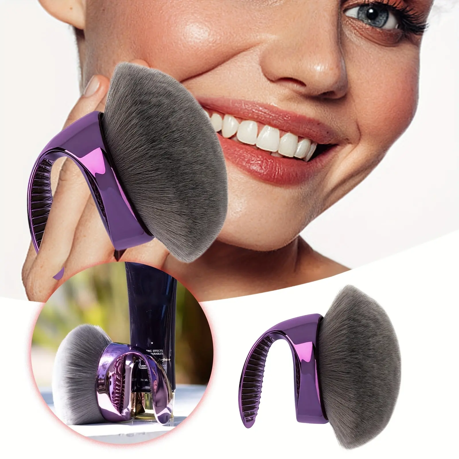 Body Brush & Self Tanning Makeup Brush, Foundation Blending Tool, Modern Aesthetic Design, Gradient Handle, Durable Material, Premium Construction Bath Personal Dark Purple