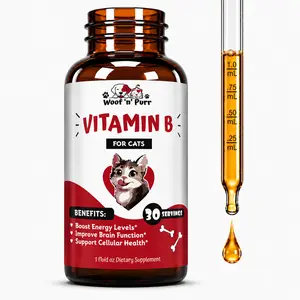 Woof 'n' Purr Vitamin B for Cats – B Complex Cat Supplement for Energy, Brain Function & Cellular Health, 30 Servings