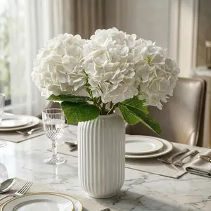 Real Artificial Hydrangea, 4 Stems 20 inch Length Realistic Fake Hydrangeas with Soft Moist Texture, Lifelike Flowers for Home, Wedding Centerpieces, Office