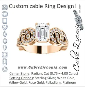 Cubic Zirconia Engagement Ring- The Myra (Customizable Radiant Cut Split-Band Knots)