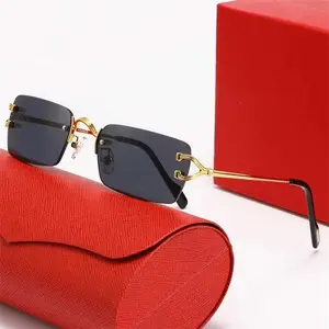 Rimless Rectangle Sunglasses Men Metal Fashion Square Sun Glasses for Women Frameless UV400