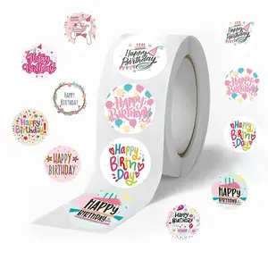 Happy Birthday Sticker Label Roll, 500pcs/roll Colorful Birthday Badge Sticker, Birthday Party Decoration Sticker for Kids Home Classroom, Ornaments