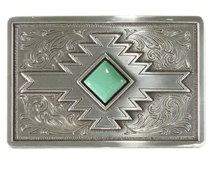 Blazin Roxx Turquoise Western Belt Buckle – Engraved Silver Rectangle, Western Belt Buckles, Waist Belt