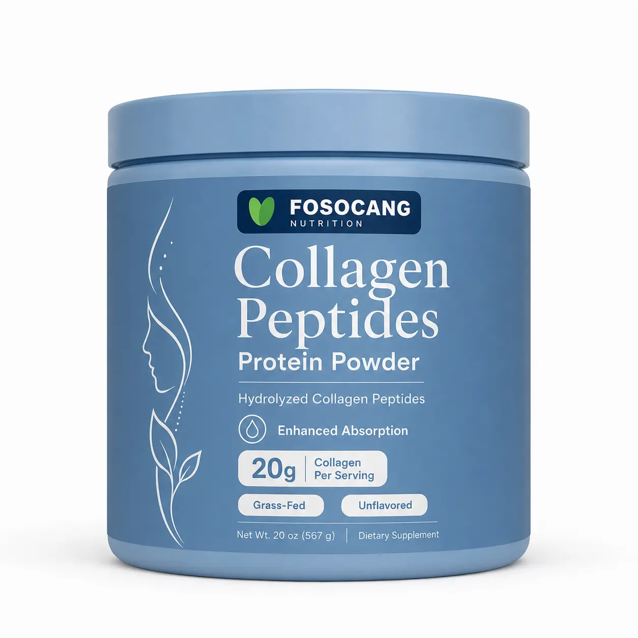 Collagen Peptides Powder 20oz - Grassfed Protein Supplement - Advanced with 18 Essential Amino Acids