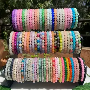 10PCS Multi-piece Natural Stone Glass Bead Bohemian Bracelet Batch - Suitable for All Seasons and Occasions