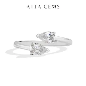 ATTAGEMS Pear-Shaped Lab Grown Moissanite Ring Women's Simple Suitable for Everyday Wear Exquisite Jewelry Holiday Gift R328