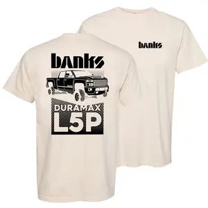 Banks Duramax L5P T-Shirt – Heavyweight Cotton, Double-Sided Diesel Engine Design, Perfect for Performance Enthusiasts