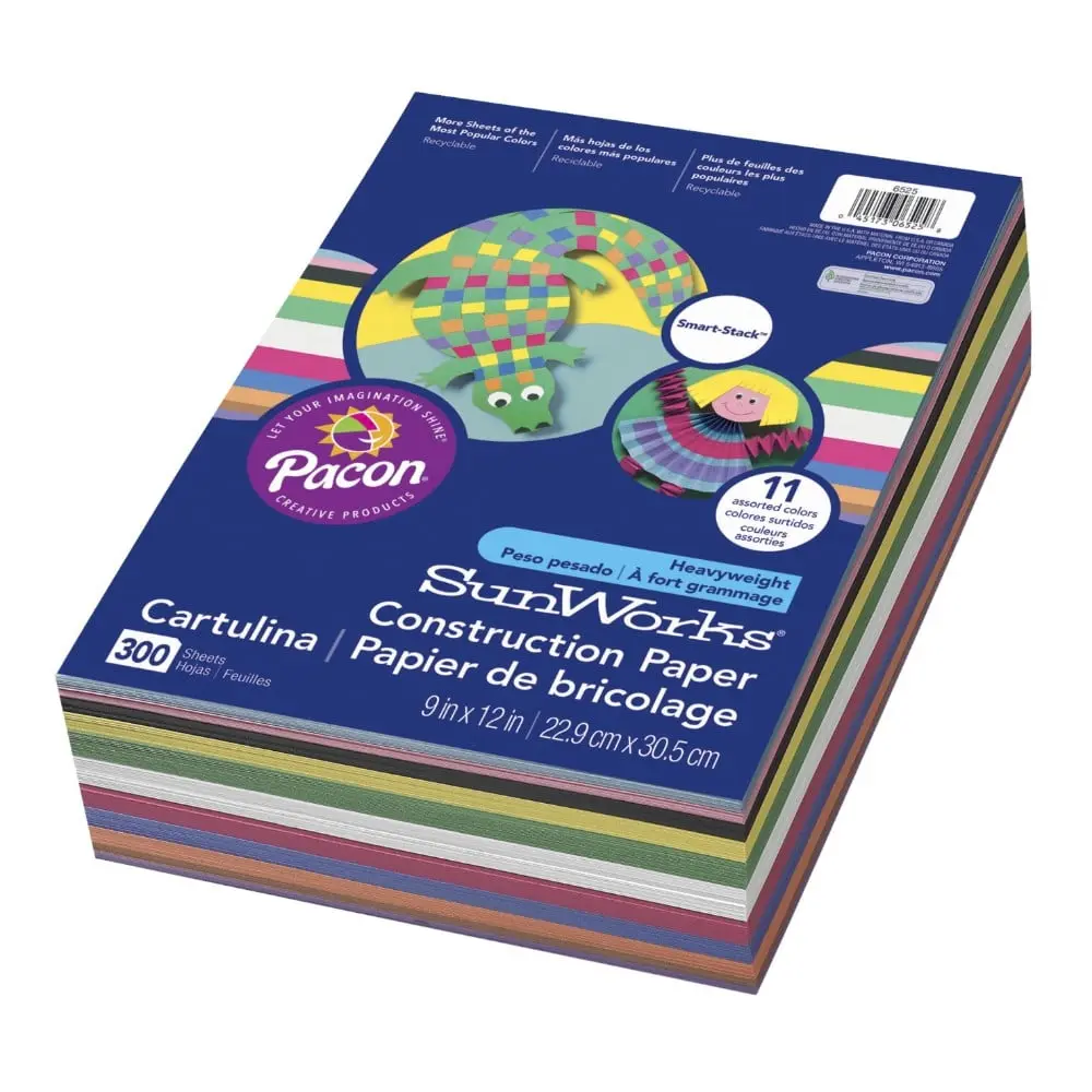 SUNWORKS 090206 12x18 in Groundwood Heavyweight Construction Paper - Assorted Colors, Clean Cuts, Smooth Texture, Colorful - 150-Pack Office Stationery for Computers & Office Equipment Use