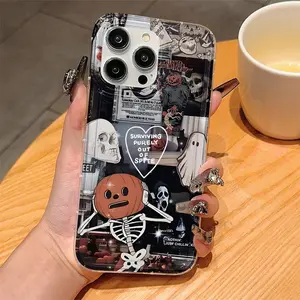 Transparent Halloween Theme Tpu Shockproof Protection Phone Case, Fits Apple & Samsung Models, Perfect Gift for Women, Girls, Boyfriends