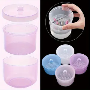 Nail Drill Bit Case, Clear Acrylic Container With Lid & Removable Basket, Nail Art Equipment Sanitizing, Storage And Display Stand, Salon Quality, Easy To Clean, Organiser