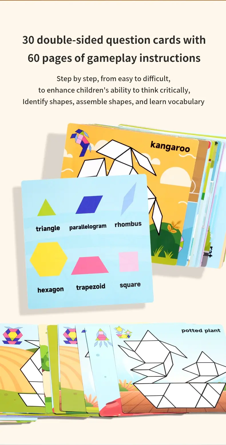 Magnetic Tangram Wooden Storage Box Puzzle Set for Kids 3-8 - TikTok Shop