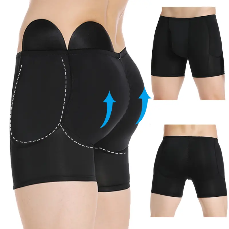 Menswear Butt Lifter Body Shaper Shapewear Booty Push Up Solid Comfortable Hip Enhancer with Removable Padded Underwear Clothes Day Natural Smooth Stretch