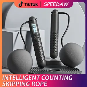 Magnetically Counting Jump Rope ( Gravity Ball Cordless/wirerope), suitable for indoor sports in winter, Adjustable Cordless Digital Jump Rope with calorie counter, non-slip handle
