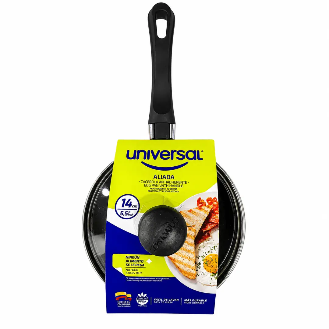 5.5 in Universal Nonstick Egg Cookware - Compact Small Pot with Glass Lid, PFOA-Free, Imported from Colombia