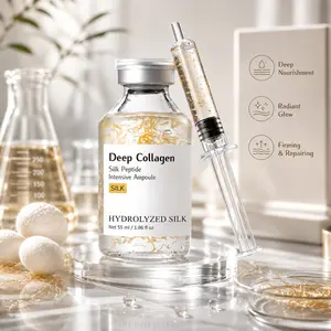 Deep Collagen Silk Peptide Intensive Ampoule Serum 55ml – Copper Peptides & Multi-Peptide Complex, K-Beauty Hydrating Face Serum for Skin Firming, Elasticity Boost, Deep Moisture, Smooth, Radiant & Youthful-Looking Skin Care