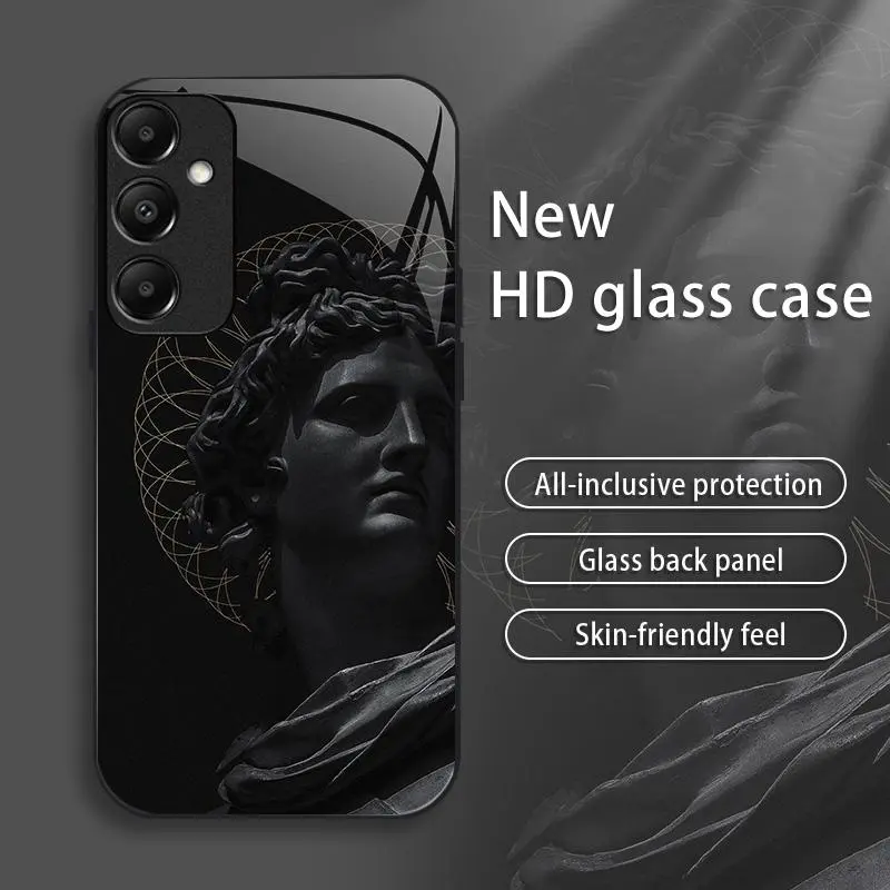 Galaxy A15 Smartphone Case, High-End Minimalist Dark Series Glass Cover for Handheld Cellphone Devices, Explosion-Proof Protection, Anti-Fall, Anti-Fingerprint, Affordable Eco-Friendly 995