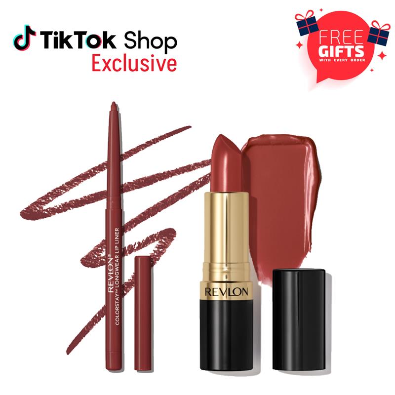 Revlon TikTok Shop Exclusive Viral Lip Kit- ColorStay LongWear Lip Liner & Super Lustrous Lipstick