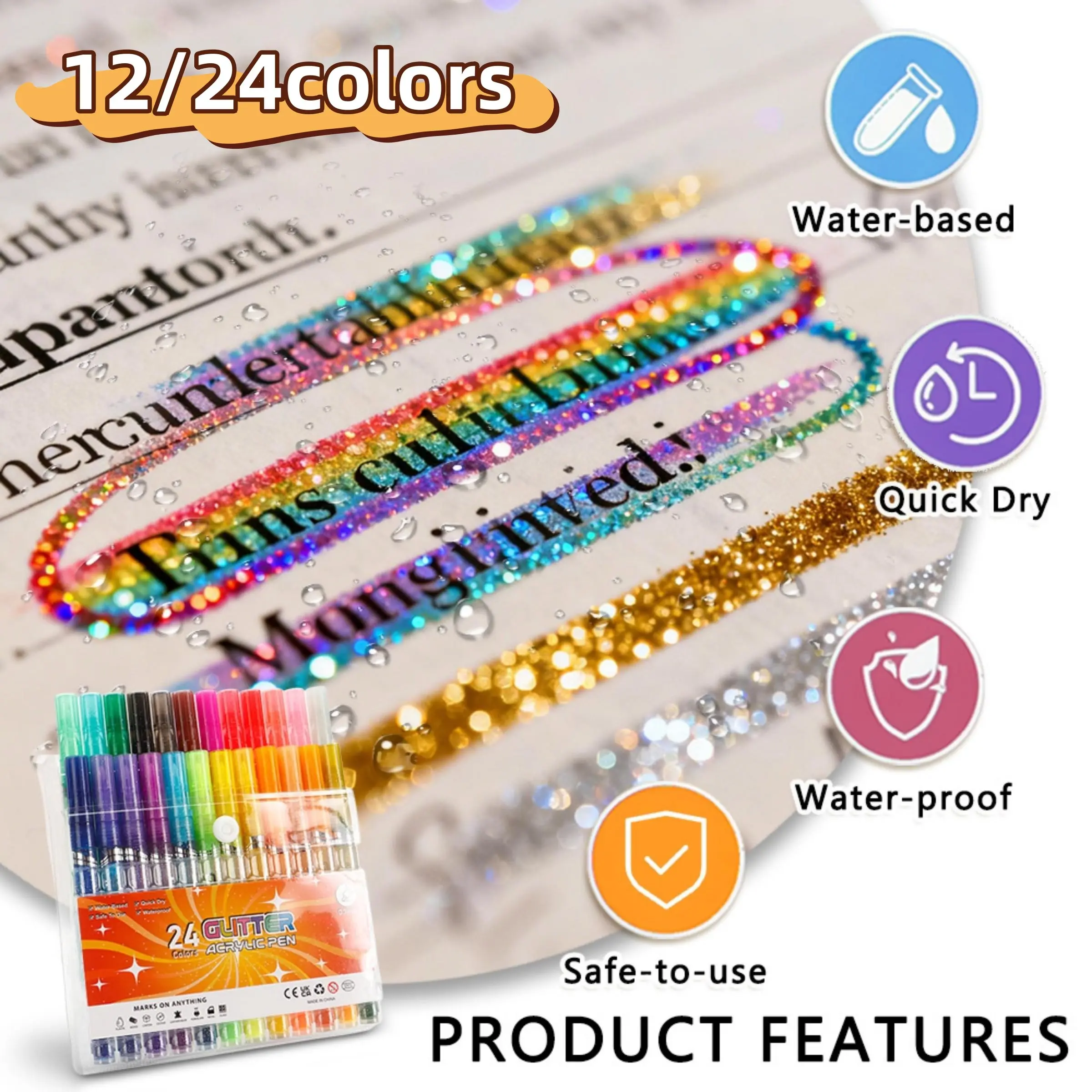12/24 Color Flash Markers Set, Handmade DIY Painting Brush Kit, Art Markers Set, Student Greeting Card Pens, Daily Office Supplies, Art Kits