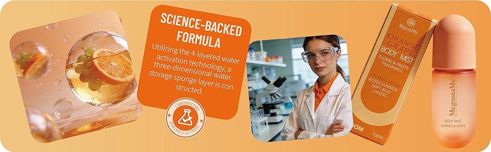 Orange & Grape Body Spray for Women, Long Lasting Citrus Fruits Perfume Mist, Paraben Free Phthalate Free, Lightweight Non-Sticky Gentle Skin Safe Daily Fragrance, Travel Size 3.38 fl oz