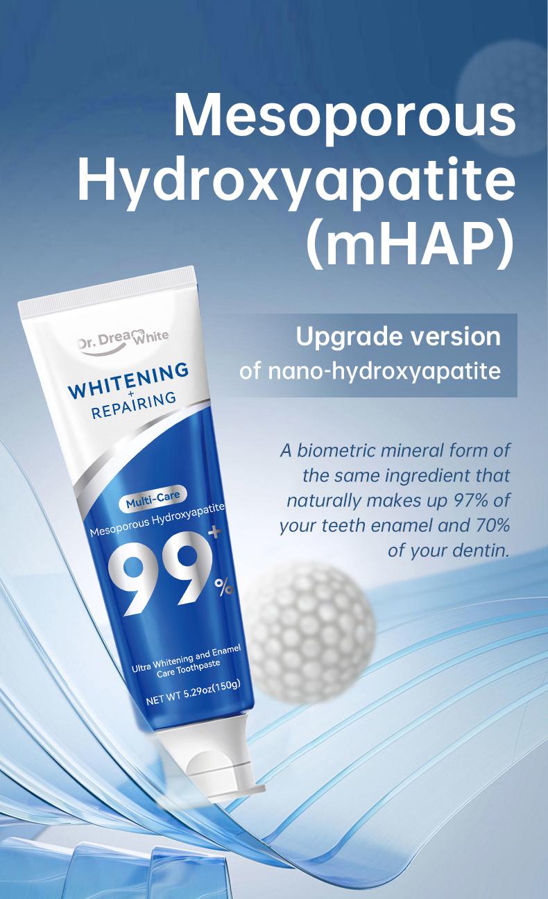 【BUY 2 GET 1 FREE】Dr.DreamWhite Mesoporous 99%Hydroxyapatite nHAP Toothpaste Oral care | Ultra Whitening  &  Enamel Reparing | Fresh Breath | Cucumber Melon White Tea Flavor | 5.29oz | 3-Tube Pack Daily