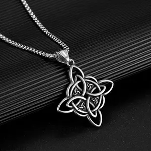 2026 New Witch's Knot Irish Knot Necklace Pendant Stainless Steel Fade-Resistant Timeless Jewelry Everyday Wear Commemorative Gift for Her TikTokShop