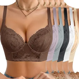 6-Bra Set Adjustable Anti-Sagging Push-Up Bra withUnderwire - Full Coverage Lift & High Traction Steel WireComfort Set for Women | Elegant Lace Trim Non-Detachable Cups for daily wear & special Occasions