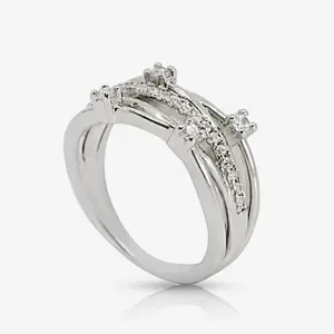 EVRY JEWELS Gold or Silver Plated Women's She's Stacked Ring