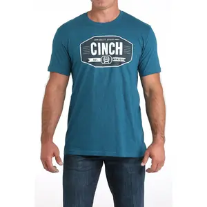Cinch Men’s Logo Tee Teal white Logo