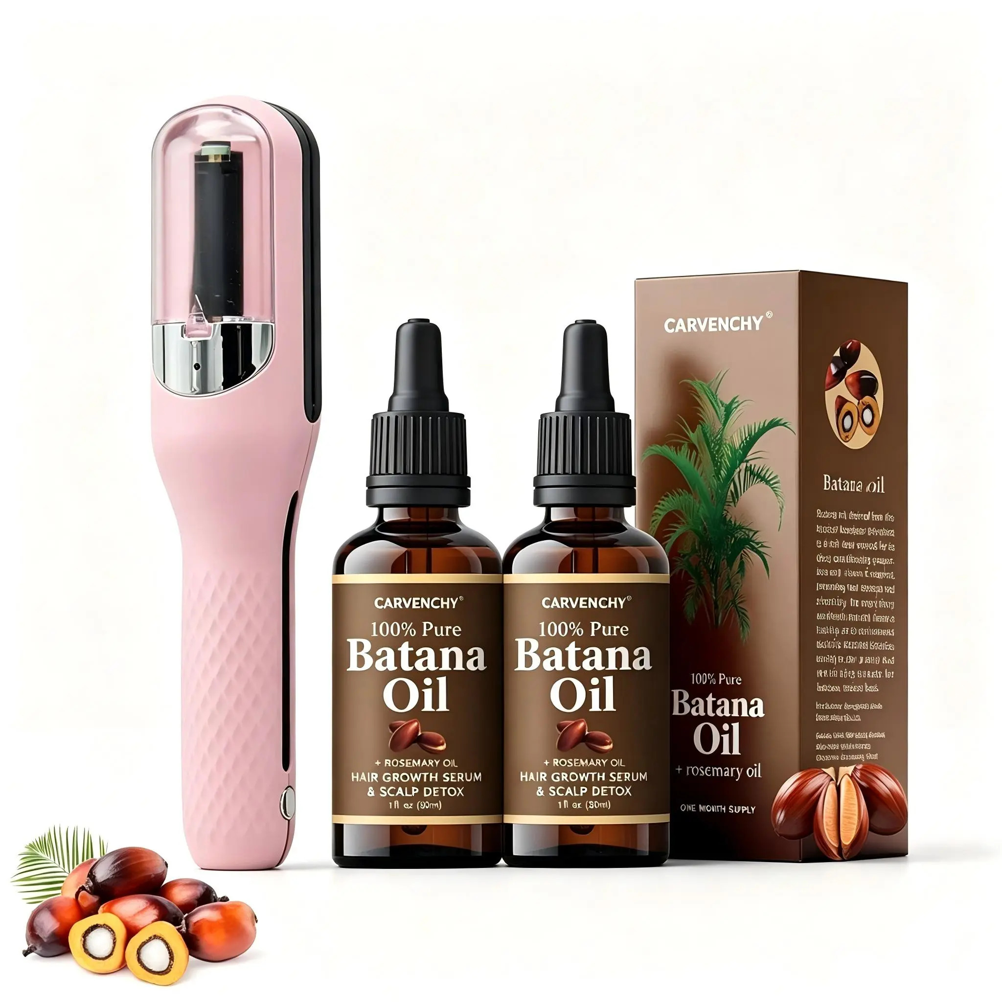Cordless Split Ender Hair Trimmer + Batana Oil with Rosemary & Vitamin E Combo - Home Beauty Hair Care Kit for Curly, Frizzy, Straight & All Hair Types