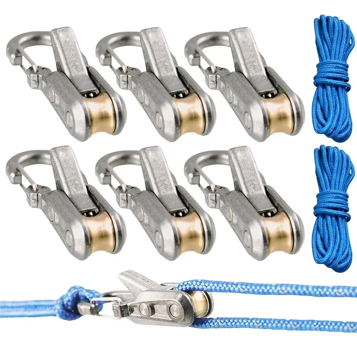 6 Hooks Rope with Roller Tensioner Lock Buckle Tie Down Rope Cargo Tightening US 6 Hooks Rope with Roller Tensioner Lock Buckle Tie Down Rope Cargo Tightening US