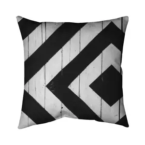 360 stand Polyester Twill Weave Throw Pillow, Size 26x26", Geometric Rhombus on Wood Print, Minimalist Easy-Care Home Decor Soft Furnishing