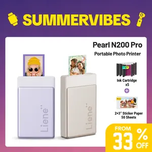 Liene Pearl N200 Pro Portable Photo Printer, Instant Mini Picture Printer for iPhone Smartphone, Thermal Dye Sublimation, Bluetooth Sticker Printer 50 Sheets 2x3 Adhesive Paper & 5 Cartridges, Giftideas, outdoor fun, SummerVibes, pet lovers, Mother's Day