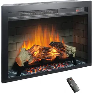 28" Electric Fireplace Insert, Adjustable 8 Flame Colors/Thermostat, Remote, Timer, Fireplace Heater for Living Room, 1400W(26.4"x20")